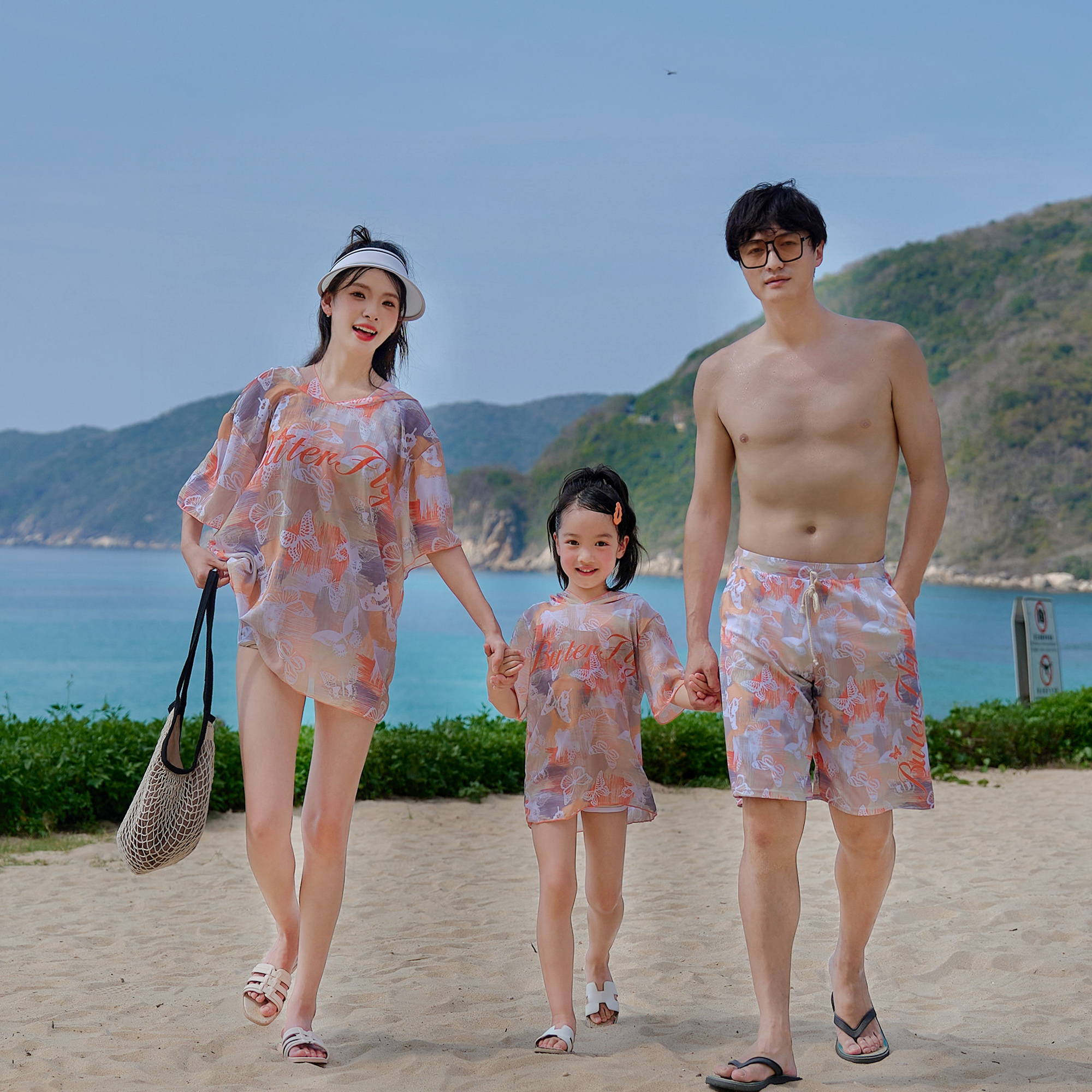 泳衣母女亲子装一家四口2025新款情侣分体三件套儿童女孩男孩泳装