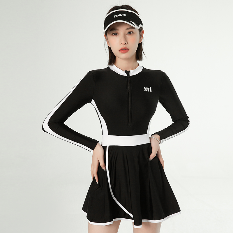 长袖女款连体裙式平角保守微胖女孩遮肉大码胖mm2025新款女士泳装