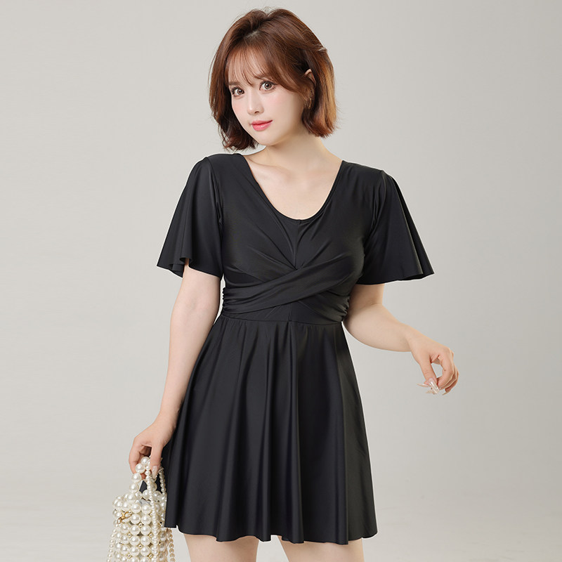 大码泳衣女款连体保守胖mm200斤加肥加大遮肉高级感温泉女士泳装