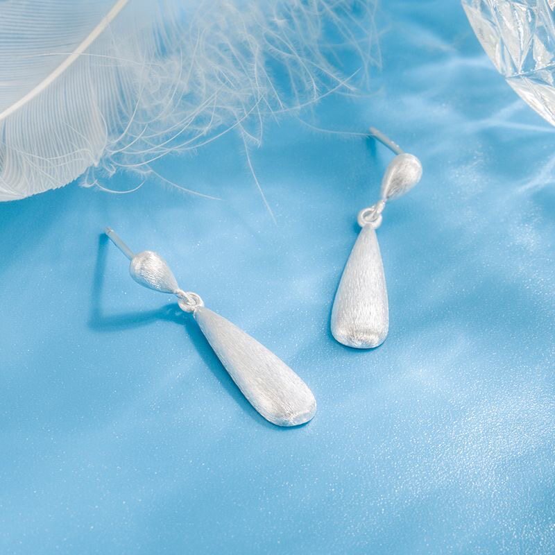 足银990纯银水滴耳钉女款轻奢小众高级感送女友生日礼物