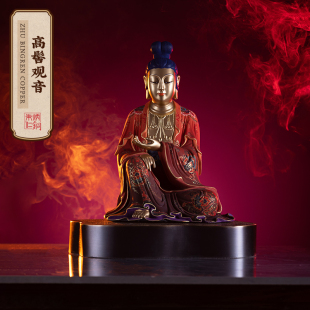 朱炳仁铜 饰品铜雕礼品 高髻观音坐观音摆件佛像家居摆件家居装