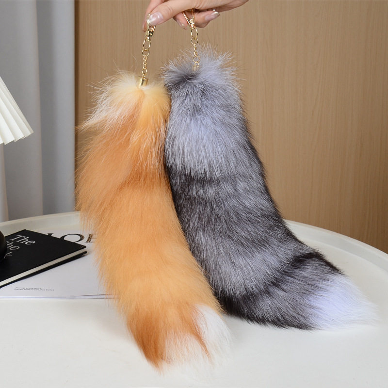 韩国真毛狐狸毛大尾巴包挂件汽车钥匙扣皮草挂饰舞蹈道具高档挂饰