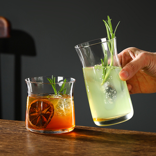 简约水晶玻璃鸡尾酒杯柯林杯反口气泡水杯特调杯咖啡杯阔口杯子