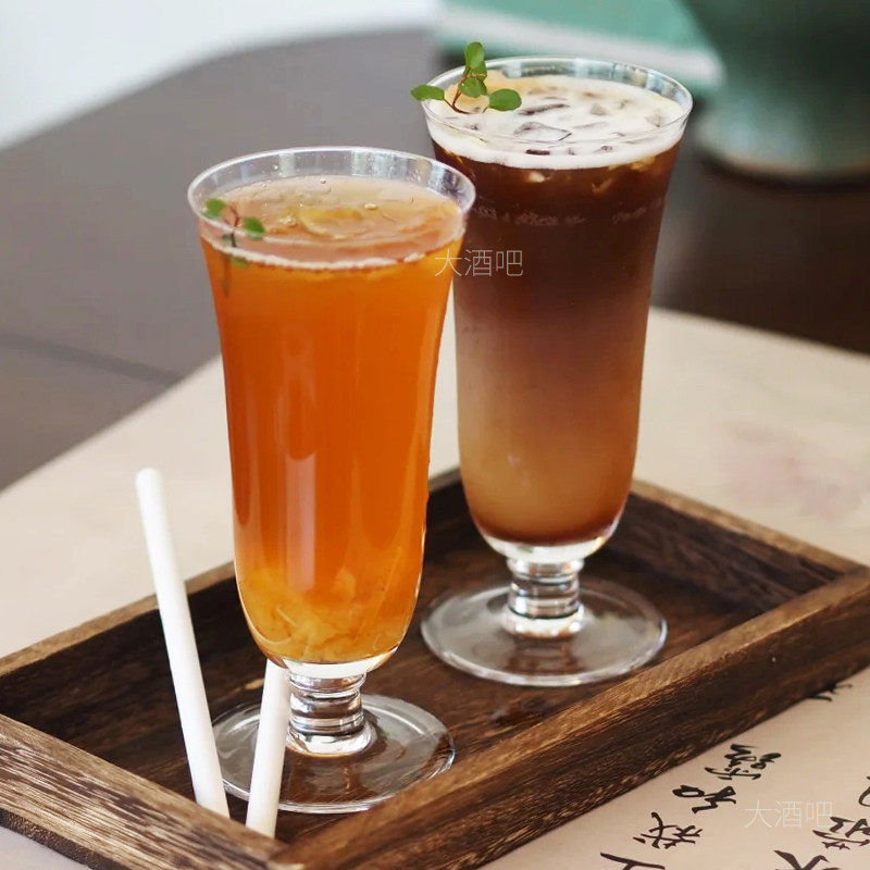 简约风餐厅果茶玻璃杯夏天冷饮料果汁杯调鸡尾酒杯气泡水高脚酒杯