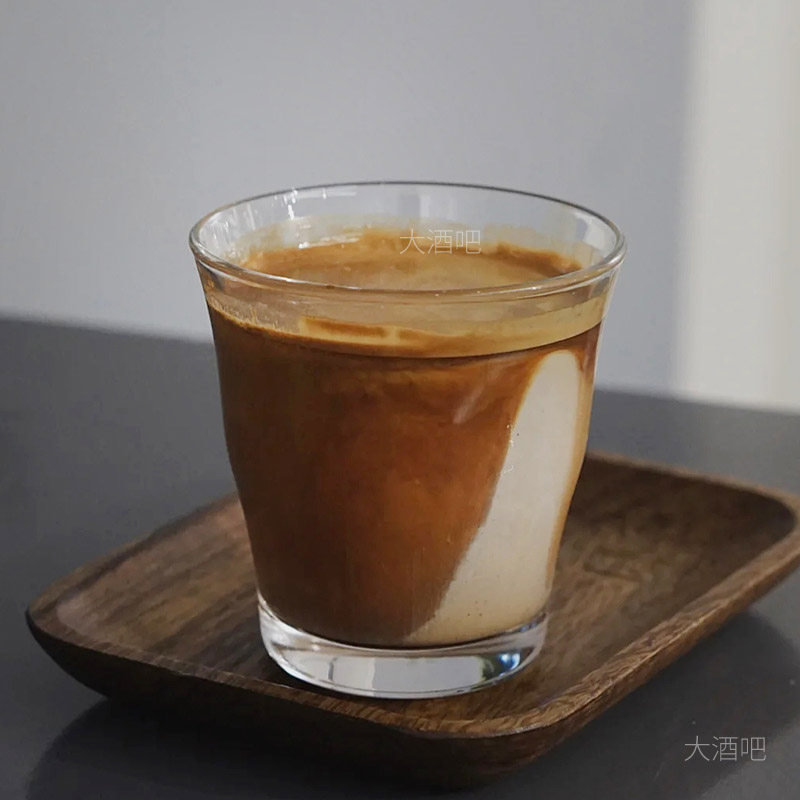 简约拿铁咖啡杯宽口厚底玻璃杯水波杯玻璃杯冰球杯鸡尾酒杯子