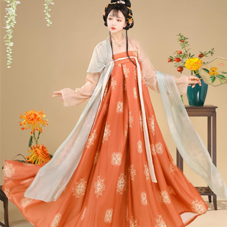 古装汉服女中国风魏晋制交领襦裙刺绣春秋夏季日常可穿薄款复古风