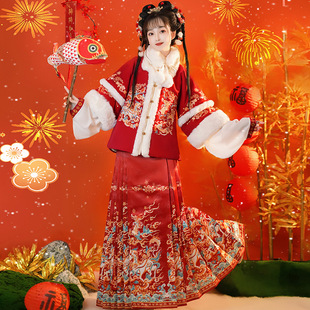 原创明制汉服女2026新款冬季加绒加厚马面裙拜年服中国风日常古装