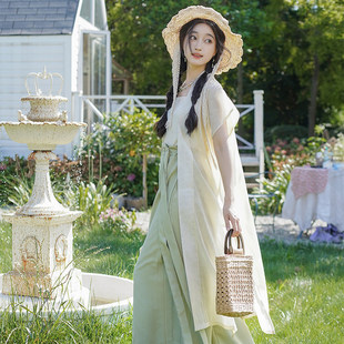 素通勤阔腿裤 天丝宋制背心汉元 汉服女 改良宋裤 洛竹沁夏原创夏季