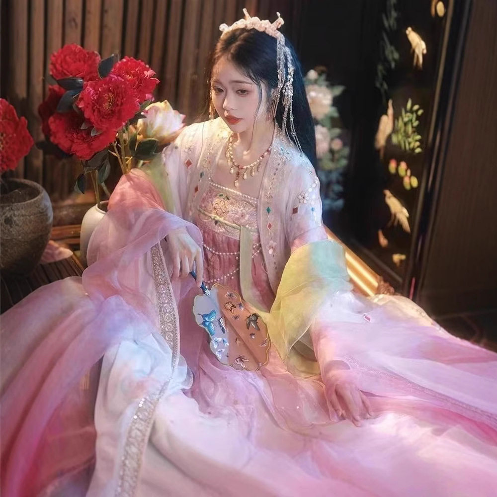 【小公主】唐朝汉服女成人唐风齐胸双层大袖衫绣花春秋国风套装秋