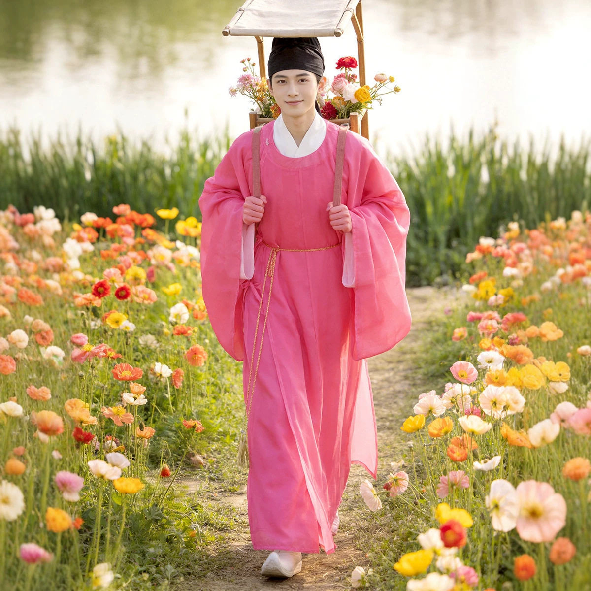 原创唐制汉服男款圆领袍复原风日常可穿书生侠客古风春秋道袍古装图片