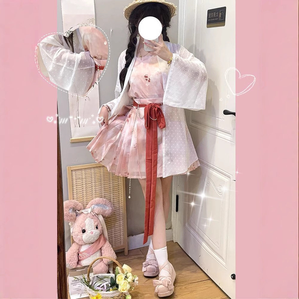 原创汉服女2026新款汉元素改良半身裙短款马面裙日常古风可爱套装