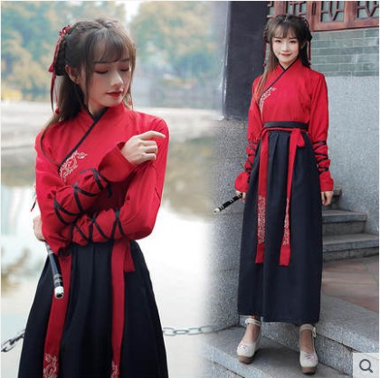 汉服女改良古装凤歌鸾魏晋风飘逸清新淡雅武侠风日常襦裙侠义古装