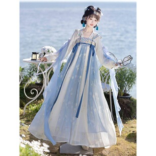 洛竹原创汉服【云山栀】春季唐制汉元素小仙女连体裙改良款日常款