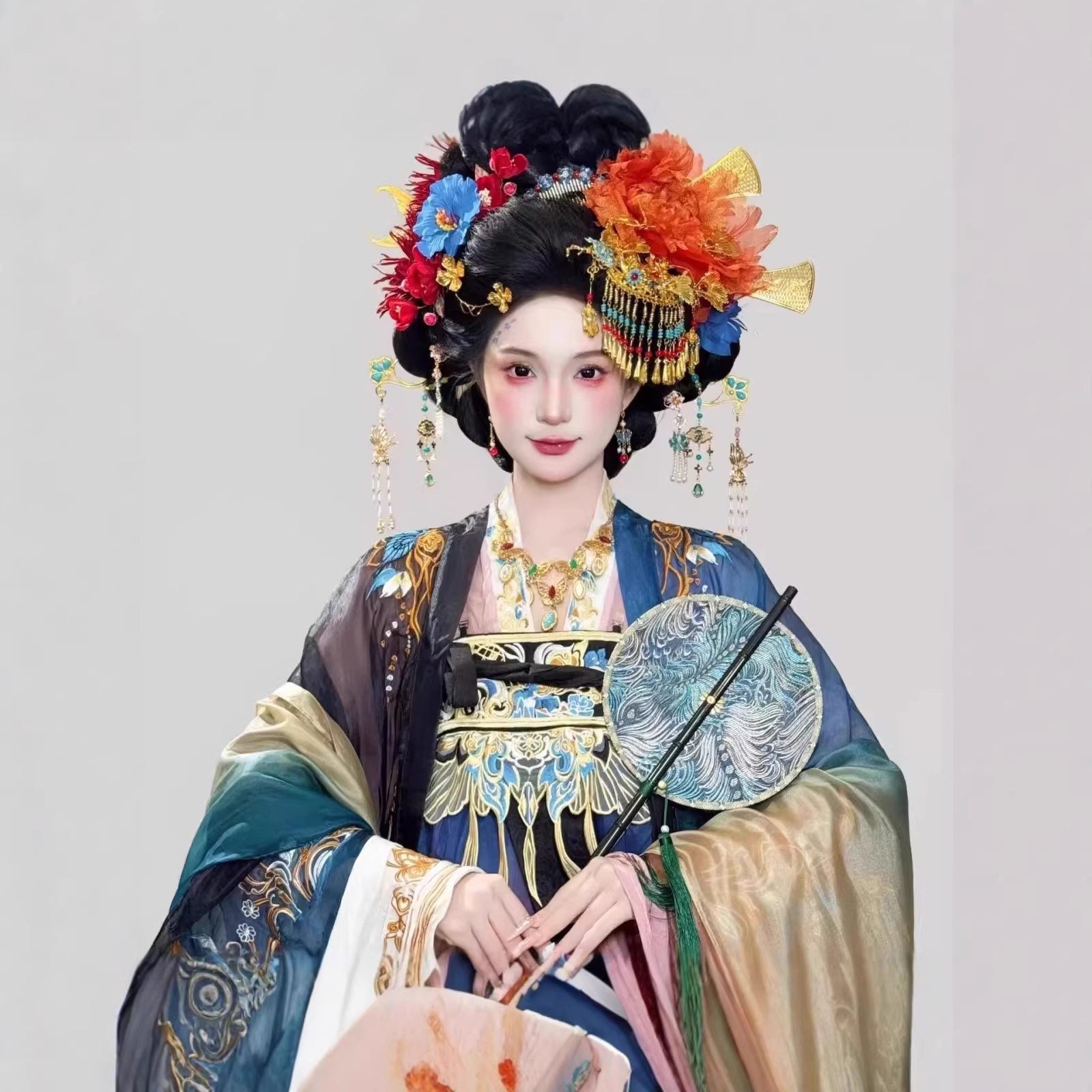 原创汉服女复原款唐制齐胸襦裙团花国风日常仙春夏款仙气汉服女