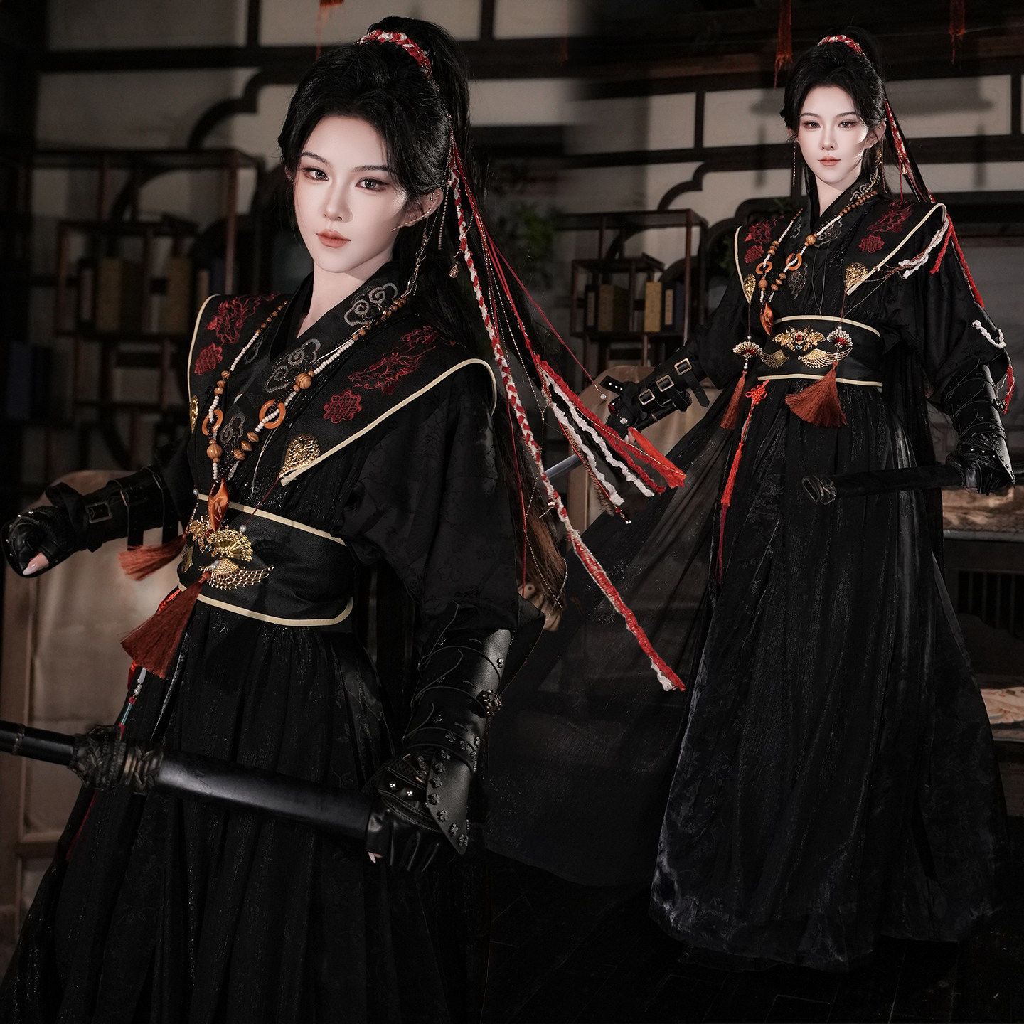 魏晋风武侠汉服交领齐腰套装帅气男女古风cosplay服剑客日常古装