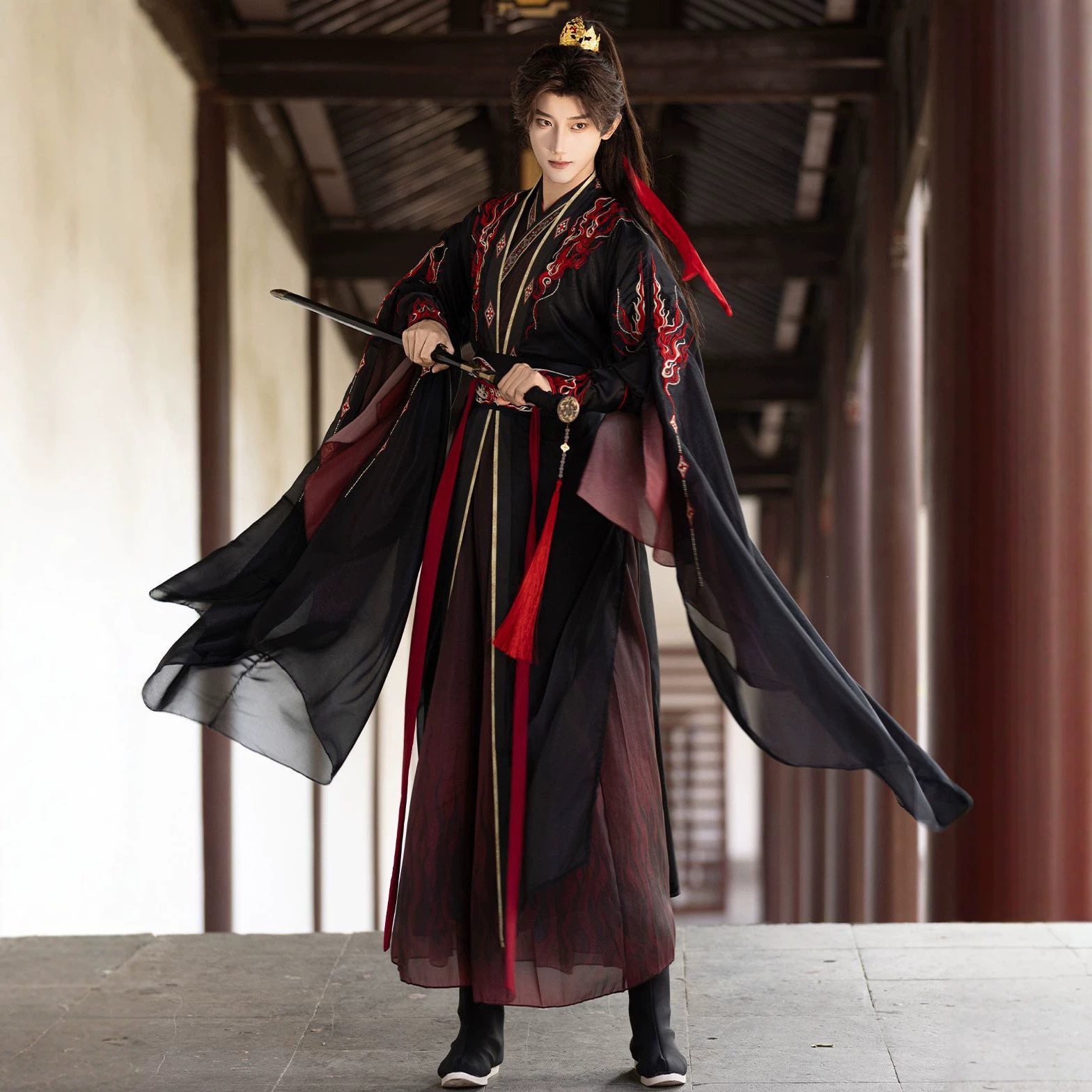原创影视风仙侠风武侠汉服男款古装魔道魏无羡cos古风漫展演出服