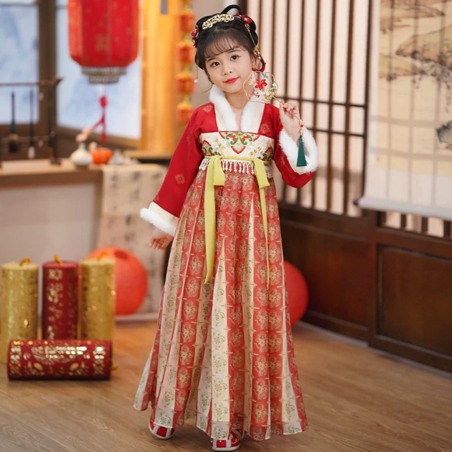 原创女童汉服秋冬款新中式衣服儿童国风礼服女唐装连衣裙超仙襦裙