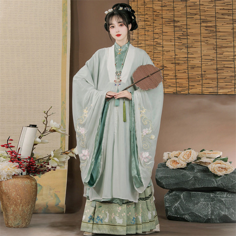 明制汉服春夏季女款马面裙古装汉元素日常唐超仙国风圆领袍大袖衫图片