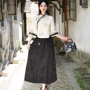 新中式改良秋季旗袍套装裙2026新款年轻款女民国风复古上衣