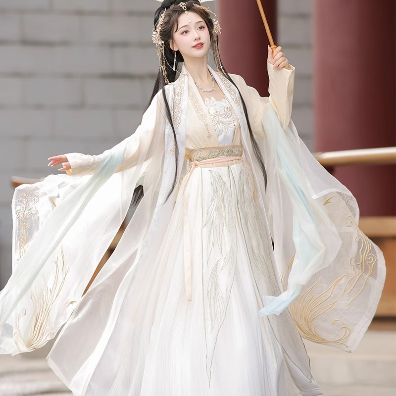 原创宋制汉服女武侠风古装超仙大袖衫齐腰襦裙套装改良日常款秋季
