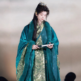 原创汉服男装织金道袍裘衣秋冬2026新款提花暗纹烫金大袖大氅古装