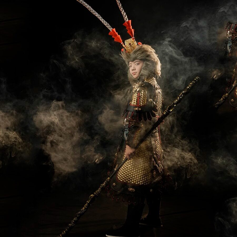 儿童悟空甲黑色神话悟空盔甲汉服cos悟空可穿戴全套国潮甲胄铠甲