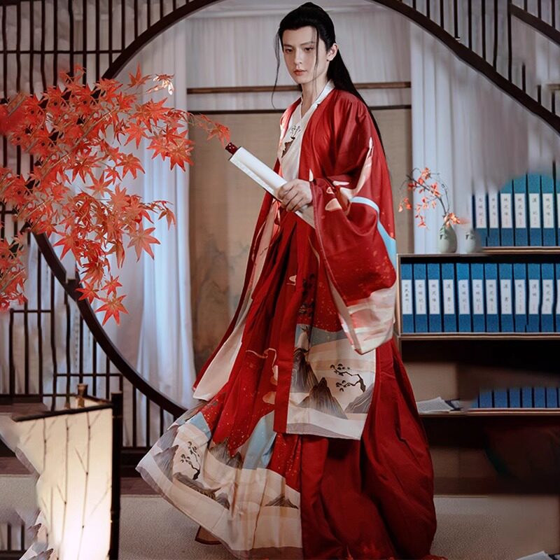 原创汉服2026新款男女情侣魏晋中国风套装超仙交领印花古装春夏秋