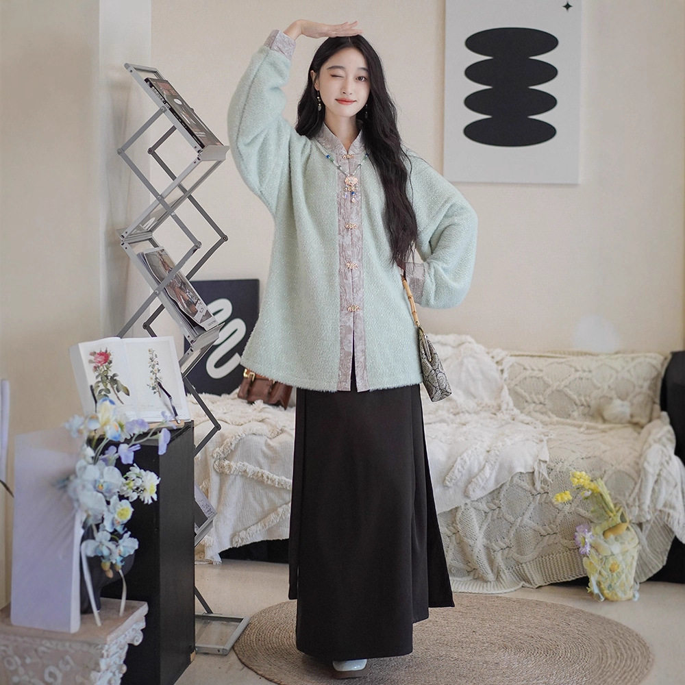 洛竹水貂绒立领弓袋袖宋裤旋裙明制汉服女日常通勤改良秋冬款,女装/女士精品,汉服套装,淘宝优惠券,粉丝福利购,淘宝优惠卷