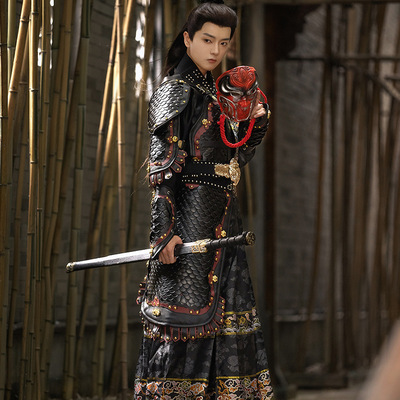 原创锦衣卫飞鱼服明制汉服男织金贴里曳撒鱼鳞甲护腕护臂甲胄盔甲