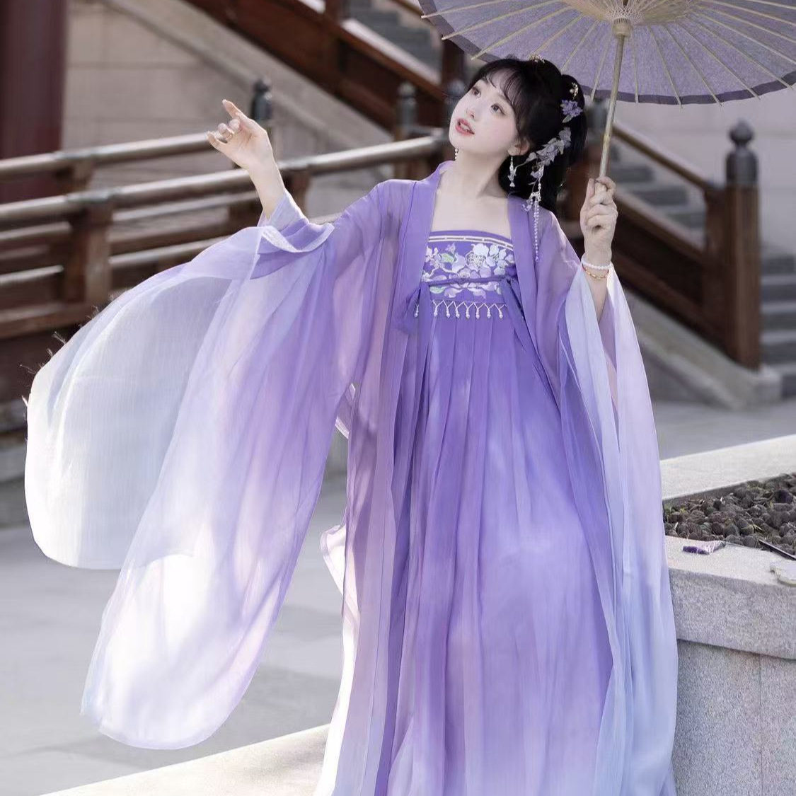 原创汉服女新款唐制诃子裙古装齐胸襦裙夏季古风日常仙气飘飘