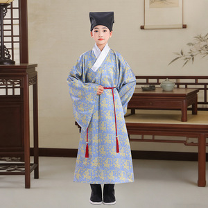 新款儿童明制交领汉服道袍春晚同款国风古装男女童国学演出表演服