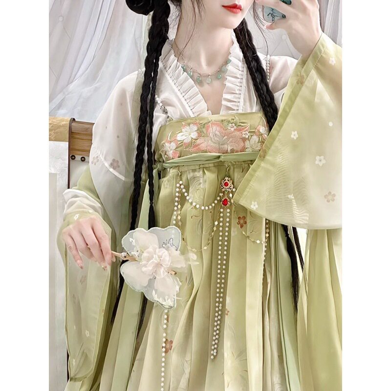 正品原创一片式唐制诃子裙齐胸汉服女渐变晕染春夏季日常通勤古装