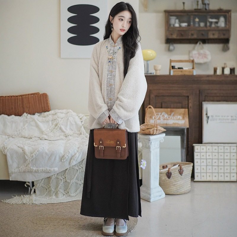 洛竹绒绒针织立领弓袋袖明制汉服女日常通勤改良宋裤旋裙秋冬款,女装/女士精品,汉服套装,淘宝优惠券,粉丝福利购,淘宝优惠卷