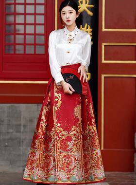 2026年织金妆花成人女生马面裙[莲年有鱼]敬酒订婚服套装重工刺绣
