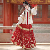 马面裙古装 洛竹_元 冬季 加绒加厚半袖 春 原创明制汉服女2026新款