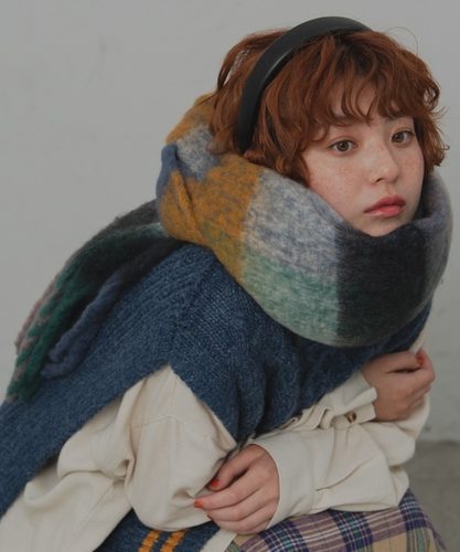 冬季软软长格子日系女