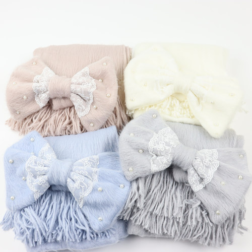 蝴蝶结经编围巾冬季保暖