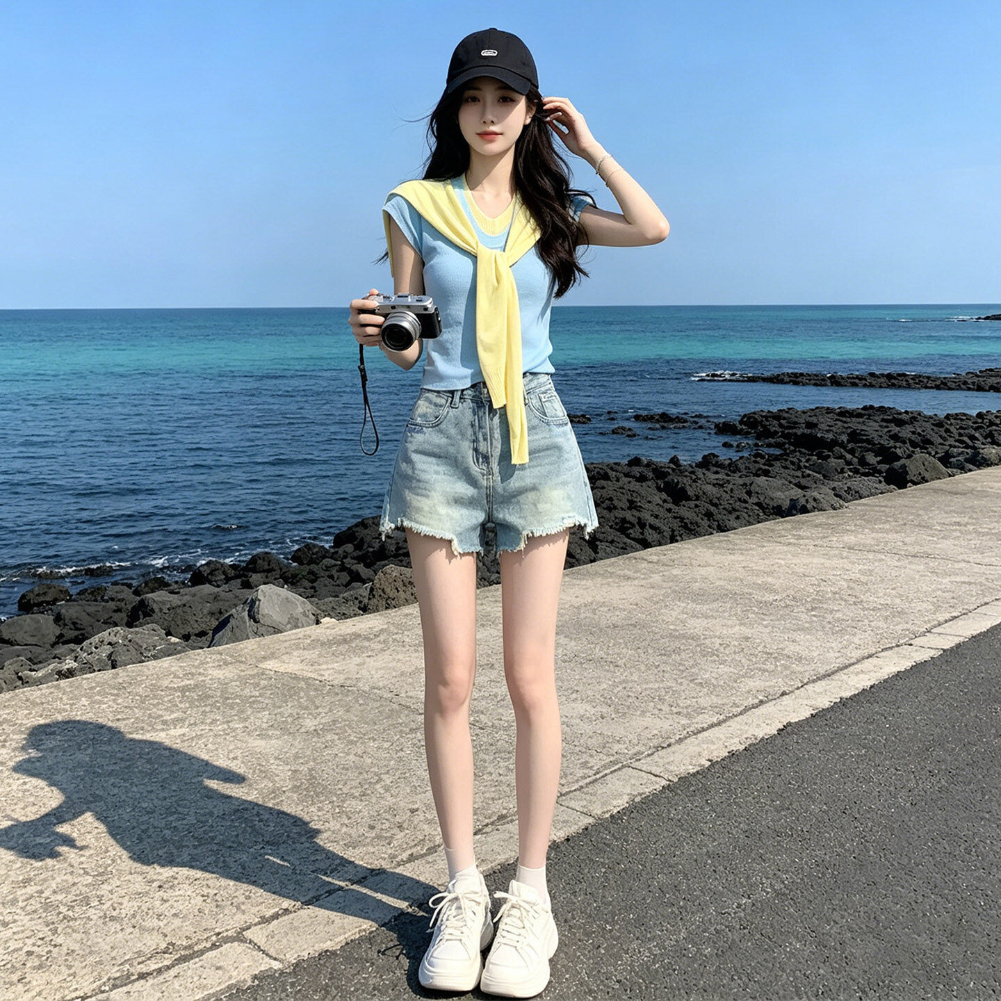 个性时尚潮流套装女夏新款V领系时尚套装