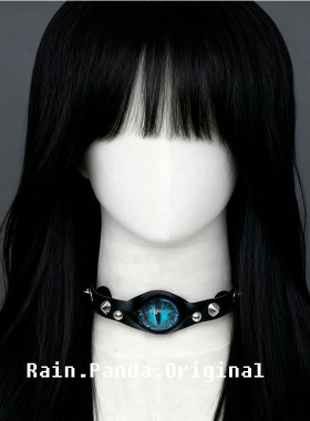 日系手工原创 恶魔红眼皮革CHOKER 赤眼皮革项圈PYTHON蟒