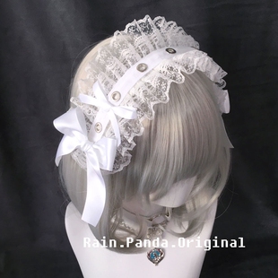雨熊原创lizlisa风百搭lolita小物头饰蕾丝铆钉蝴蝶结发带