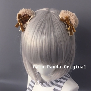 雨熊家自制ins亚文化熊耳猫耳发夹lolita可爱对夹