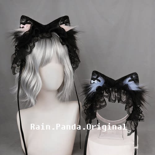 黑色亚文化cos猫耳朵发箍Y2K猫娘兽耳发带KC头饰女仆发饰