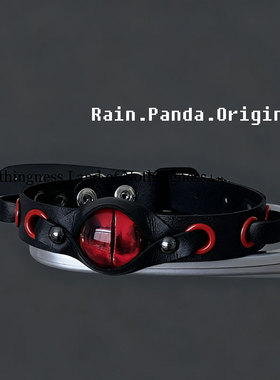 日系手工原创 恶魔红眼皮革CHOKER 赤眼皮革项圈PYTHON蟒