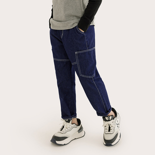 纯一良品童装男童牛仔裤男孩春秋新品中大童潮酷百搭直筒休闲裤子