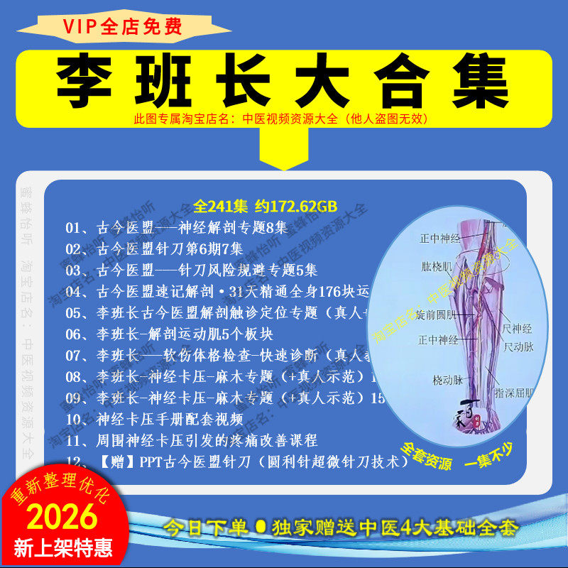 李班长 古今医盟神经解剖专题针刀风险软伤解剖运动肌中医视频