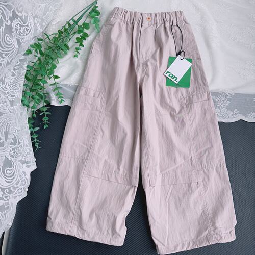 ran女童浅粉色工装直筒裤中大童夏秋薄款休闲裤儿童束脚休闲长裤