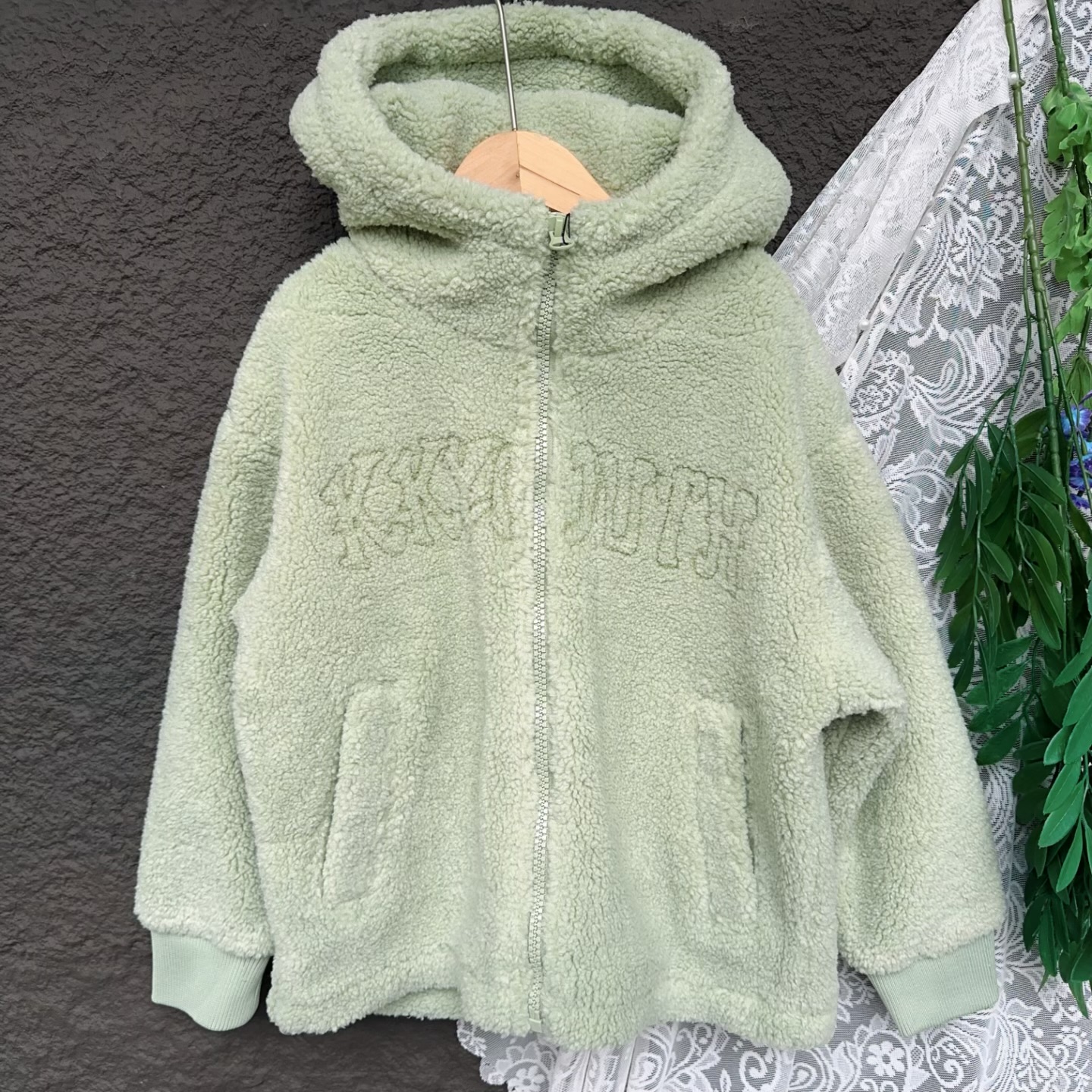 柜749K K外套女童男童针织羊羔绒外套冬装加厚保暖中大童连帽外套