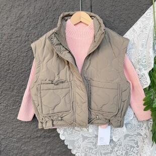 设计 部落 女童夹棉马甲秋冬季韩版洋气女孩轻薄棉衣马夹儿童背心