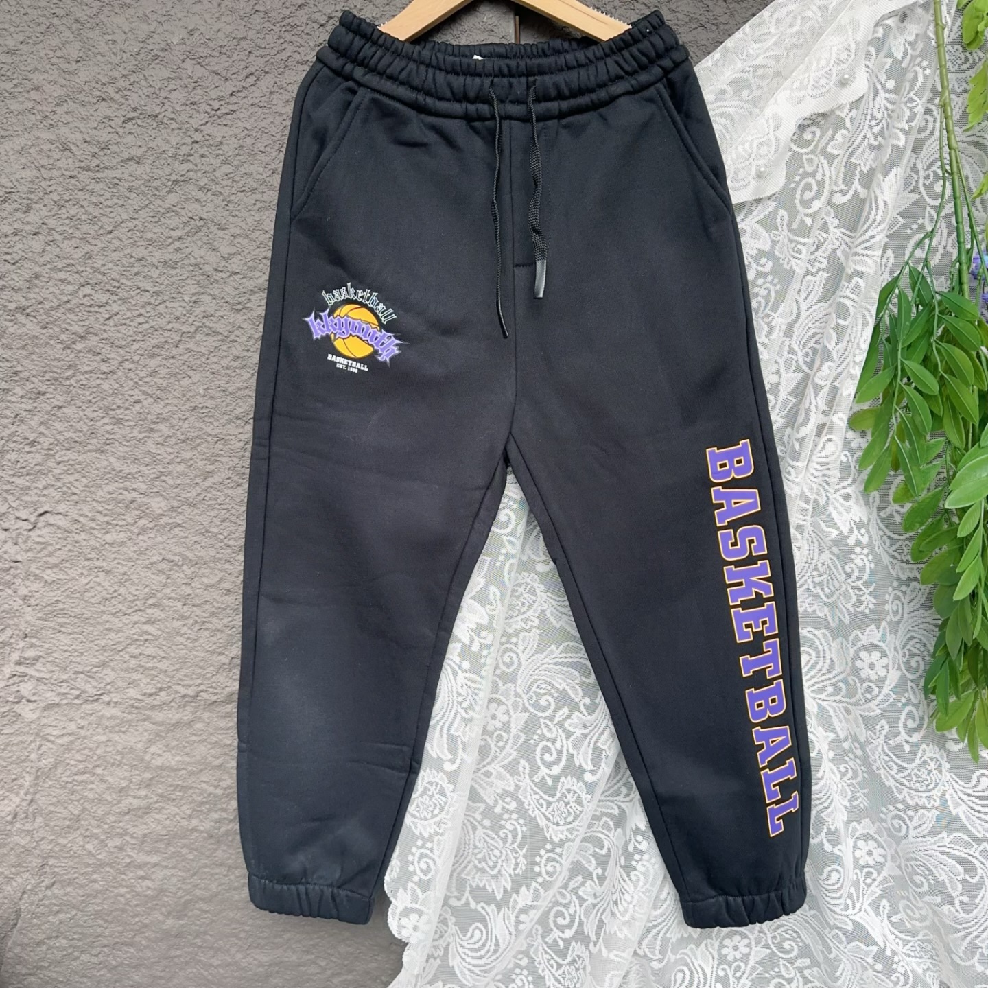 柜379K K儿童加绒裤子男童装女中大童运动棉裤青少年卫裤秋冬装