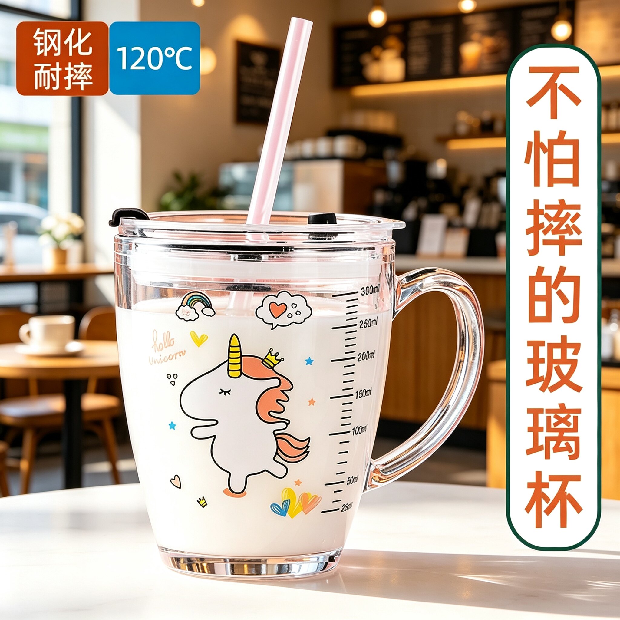 钢化玻璃杯家用微波炉加热防摔